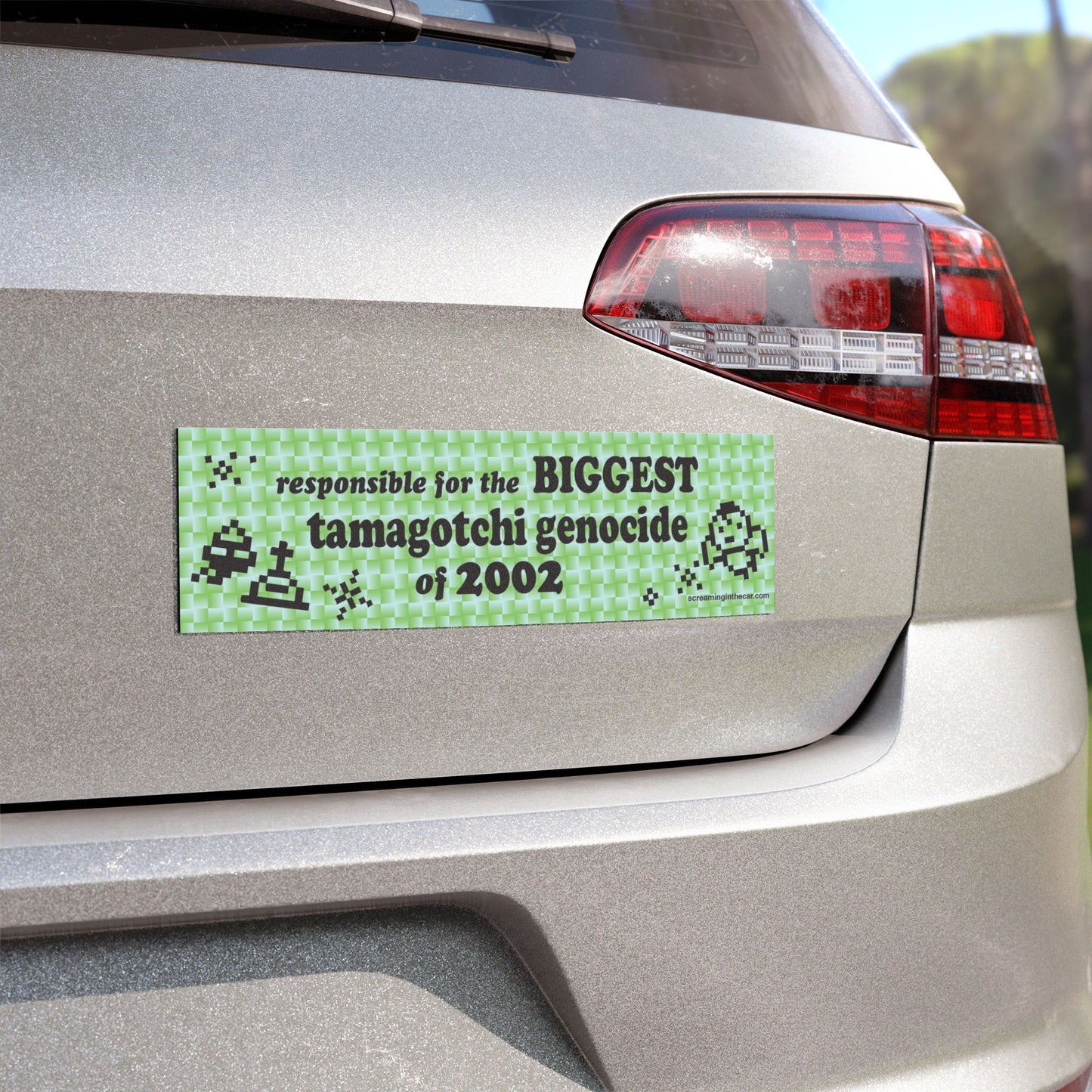 tamagotchi genocide car bumper magnet